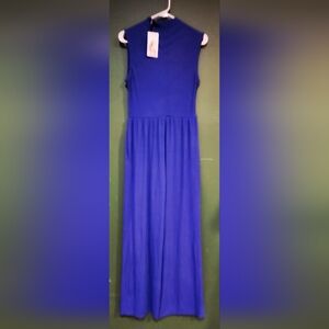 Elegant Blue Sleeveless Pants